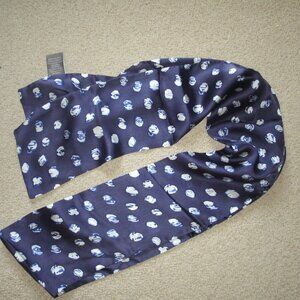 Vince Camuto Oblong Scarf 100% Silk - Blue & White